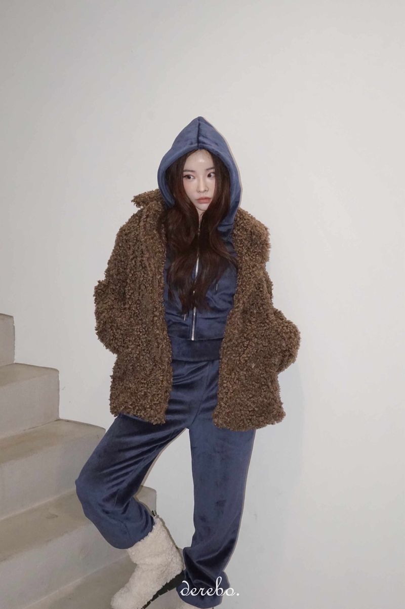 Dark Brown Poodle Fur Jacket