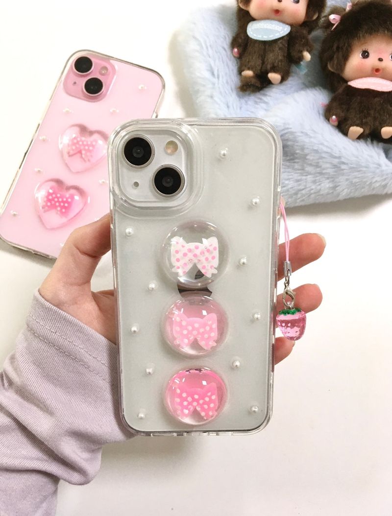 dangdoroom（ダンドルーム）の「[MADE]ドットリボンレジンケース（スマホグッズ/小物）」