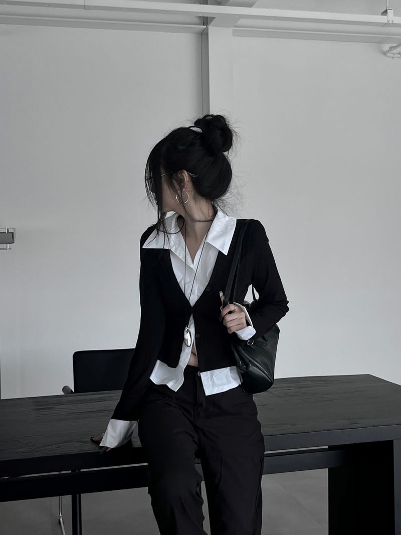 basic shirt レイヤードカーディガン (2color)