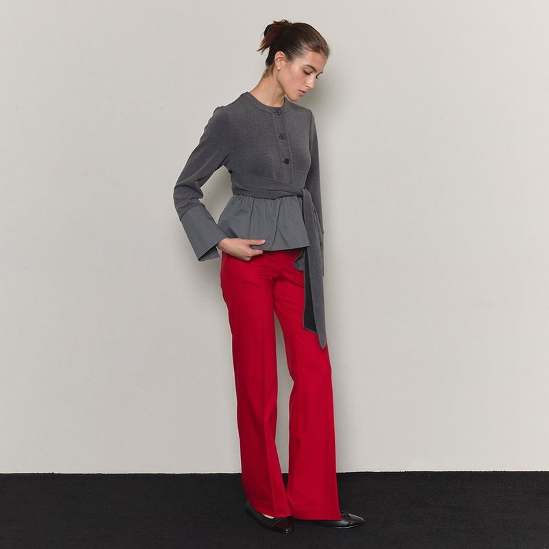 Tailored Flared Pants_Red
