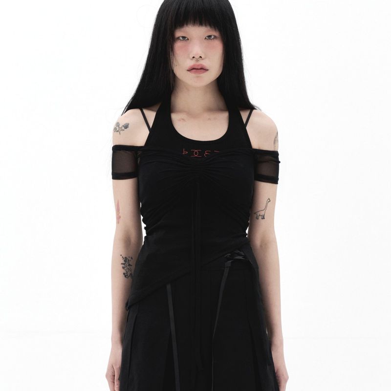 Roseapple（ローズアップル）の「212-mesh shirring off-shoulder（Tops）」