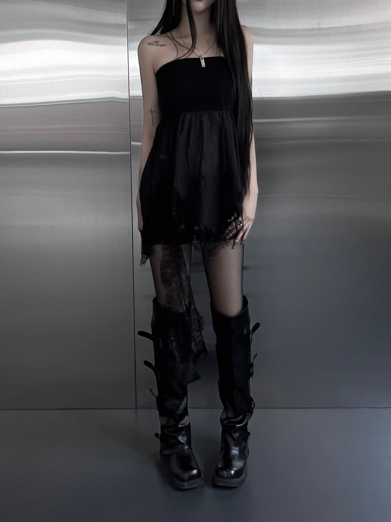 lace frill two-way top (2color)
