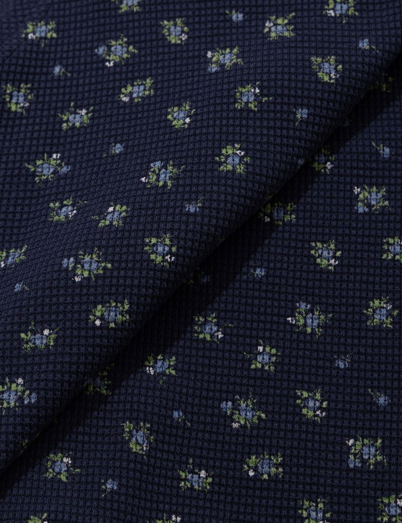 RUFFLE FLOWER BLOUSE(NAVY)