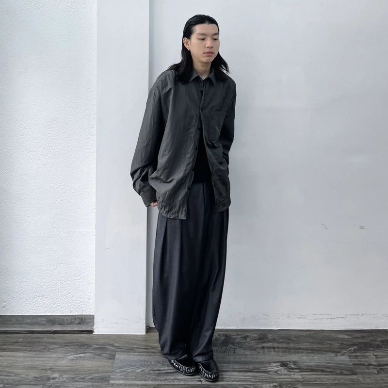 Pleated Texture Drop-Shoulder Shirt