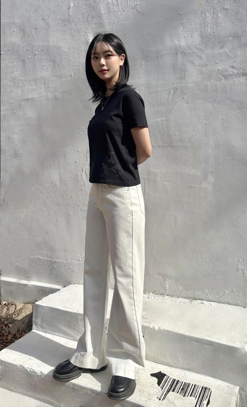 HEMLINE WHITE DING DENIM PANTS code 25010