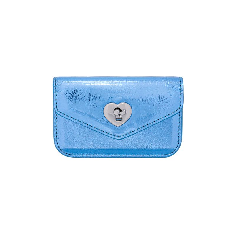 Heart Lock Compact Card Wallet shine blue