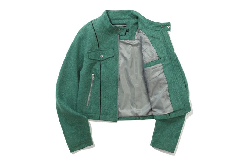PIPING WOOL BIKER JACKET