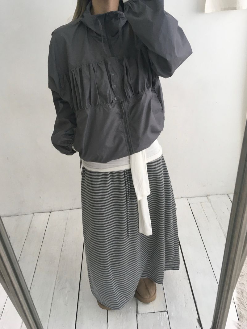 Bunny Stripe Banding Long Skirt (2c)