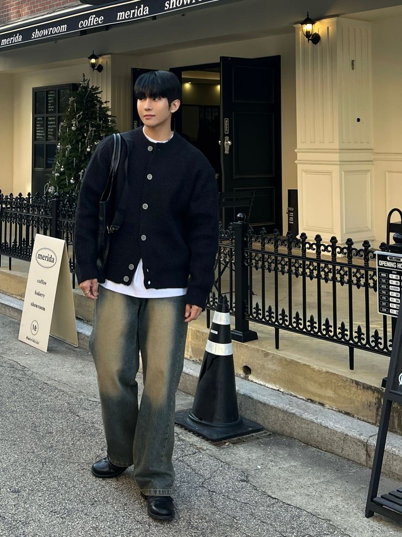 Brush wool cardigan