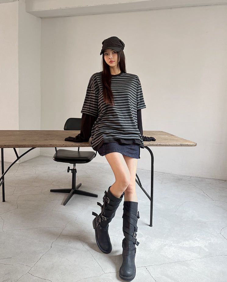Odd stripe layered t-shirt