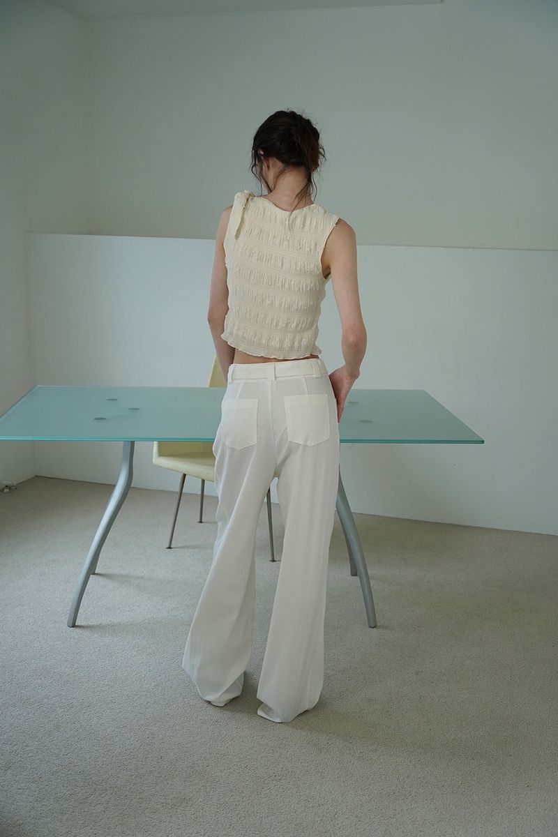 Linen belted pants_ivory