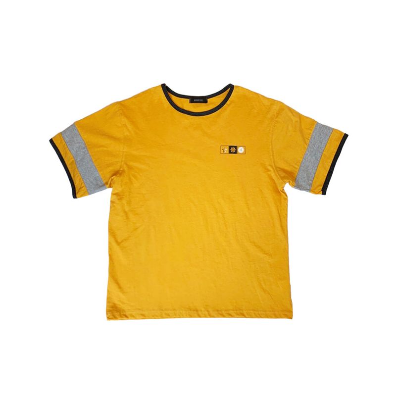 Square Print Ringer Tee (mustard)