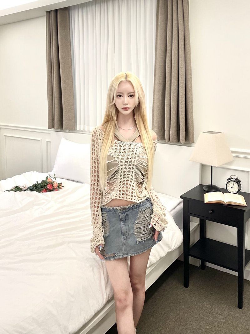 1329. Net damage summer knit (3color)