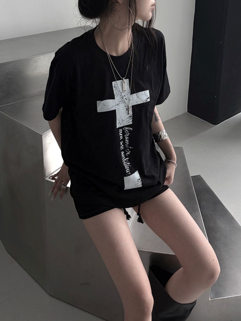 cross lettering crack T (3color)
