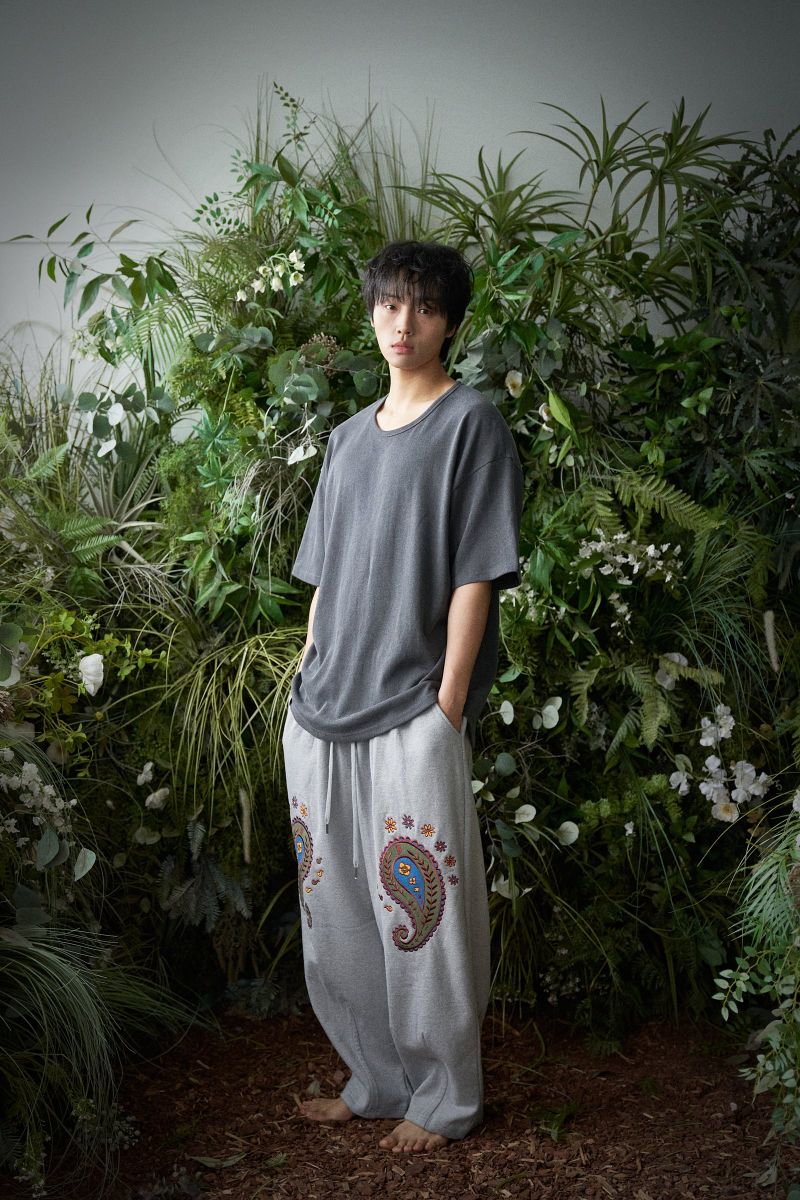 ESSENTIAL PLEAT U-NECK 1/2 TEE (Charcoal)