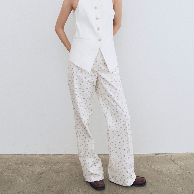 Tailored Flower Pattern Pants