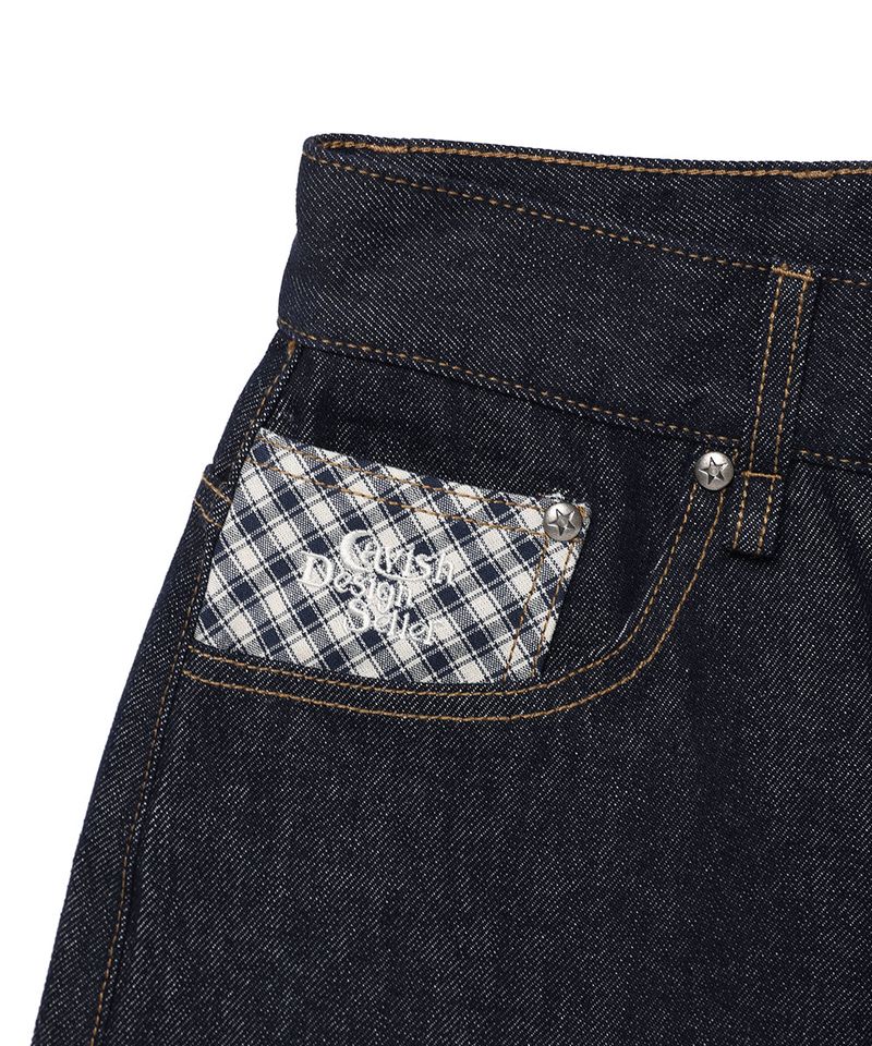 CHECK APPLIQUE DENIM SHORTS BLUE(CV2GMFD160A)