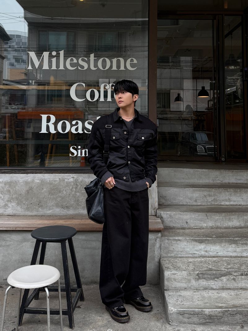 Loin trucker cropped knit jacket
