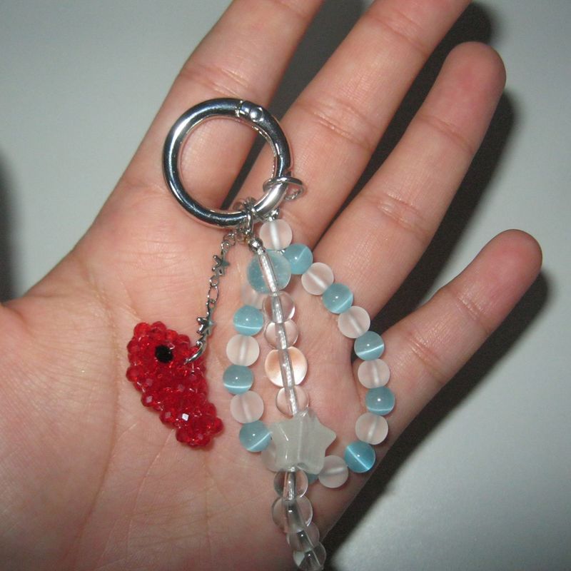 Red goldfish gemstone key ring