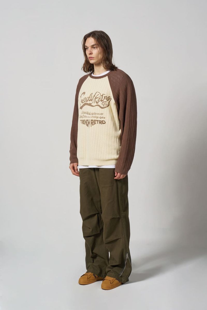 WAVE LOGO CHAIN KNIT = BROWN