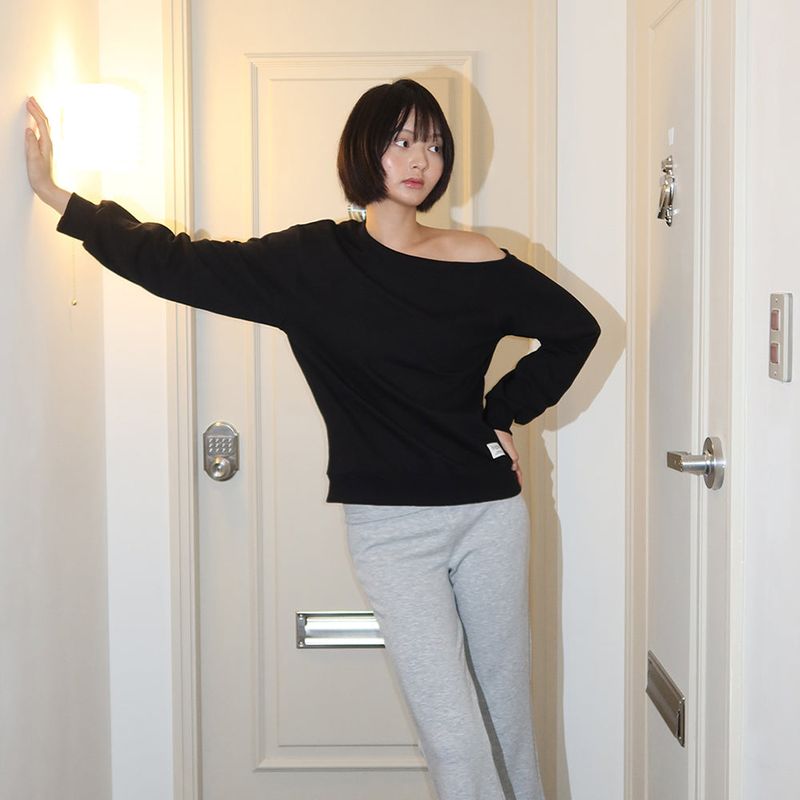 ChaCha One Shoulder Sweatshirts Black