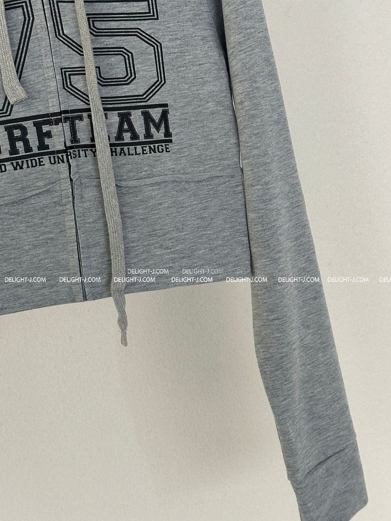 Star cropped mini hoodie zip-up