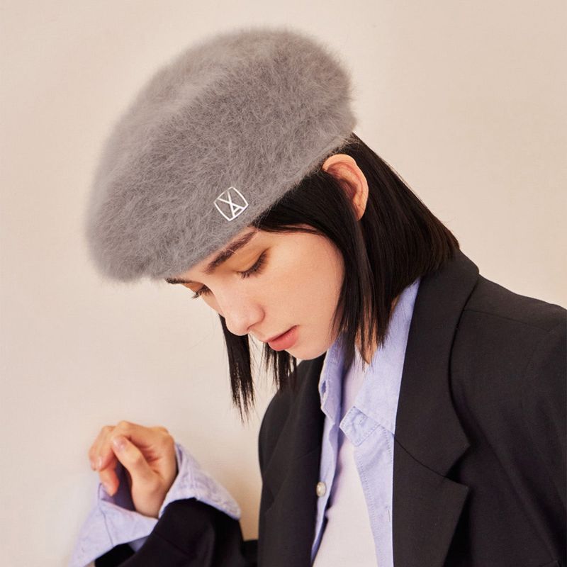 VA Square Stud Angora Beret / Mocha