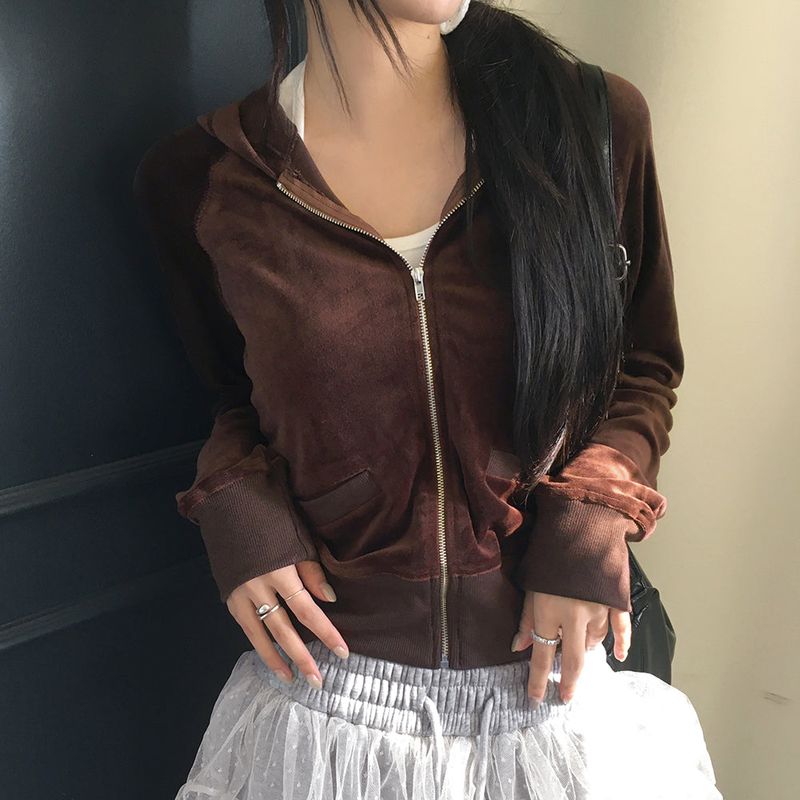 Ziz Velvet Slim Fit Hoodie Zip-Up