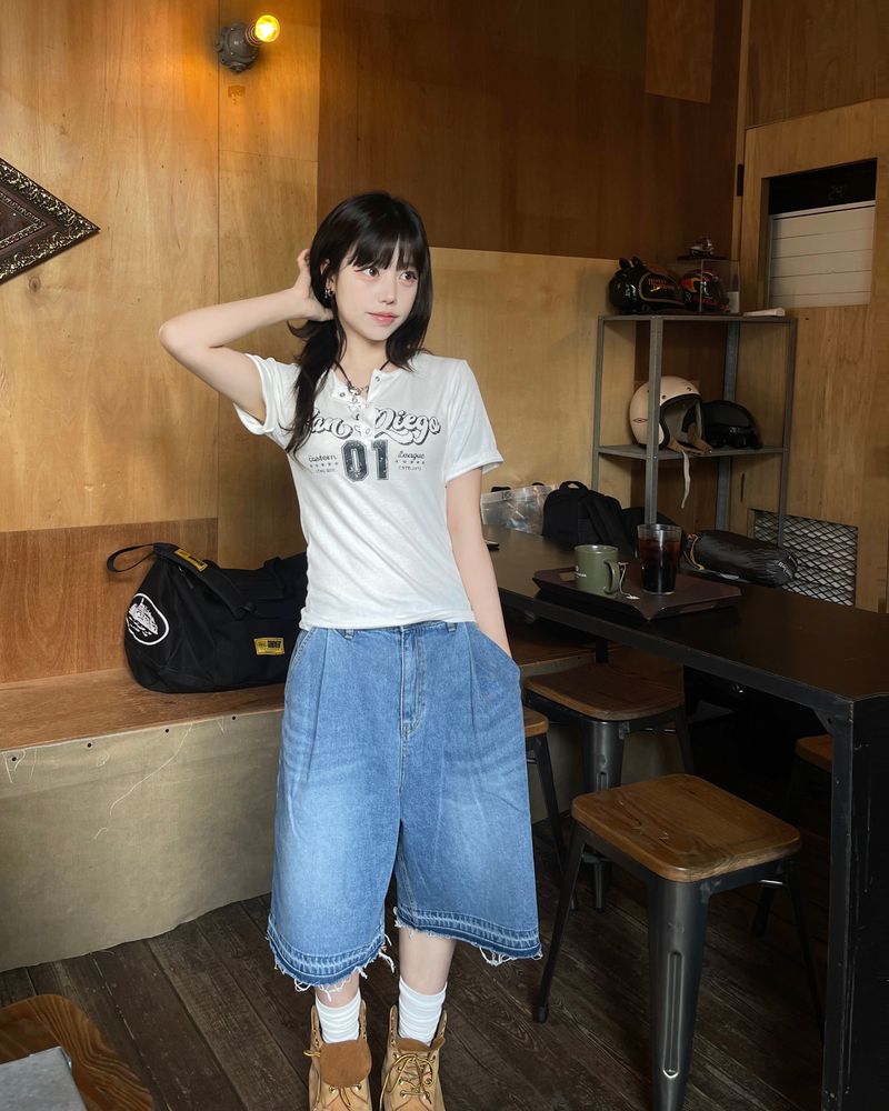 Vintage ten snap ribbed t-shirts