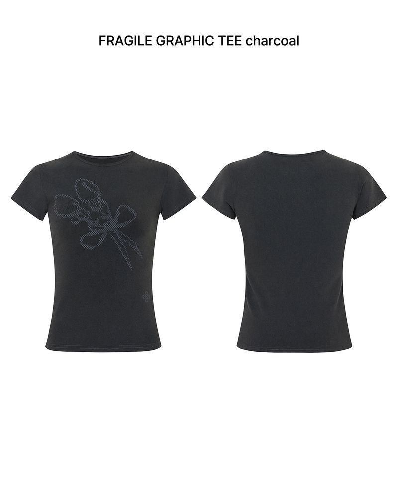 FRAGILE GRAPHIC TEE charcoal