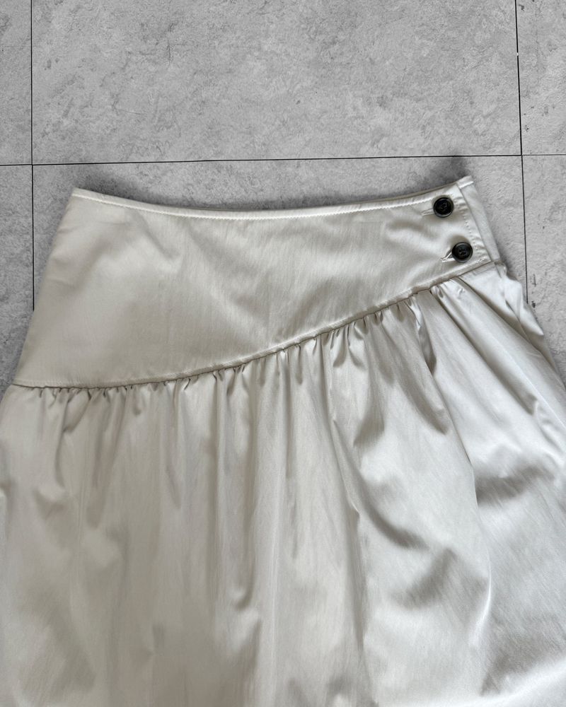 SLOW BUTTON FLARE MIDI SKIRT