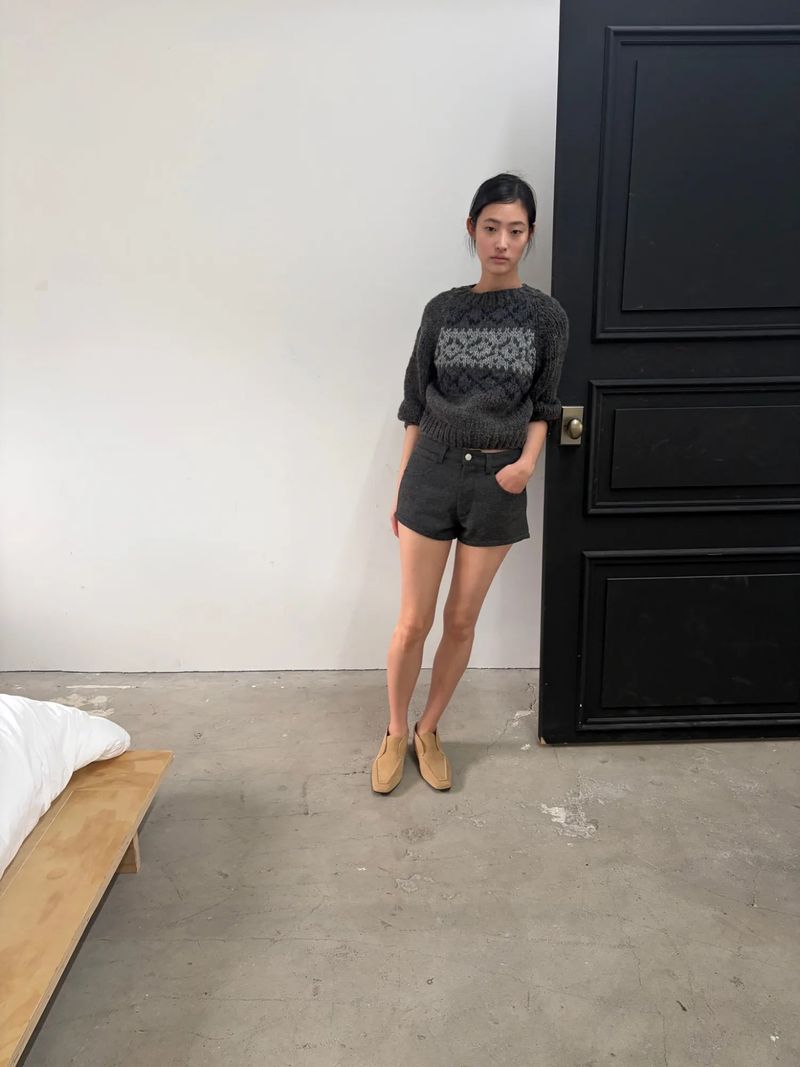 wool blend mini shorts