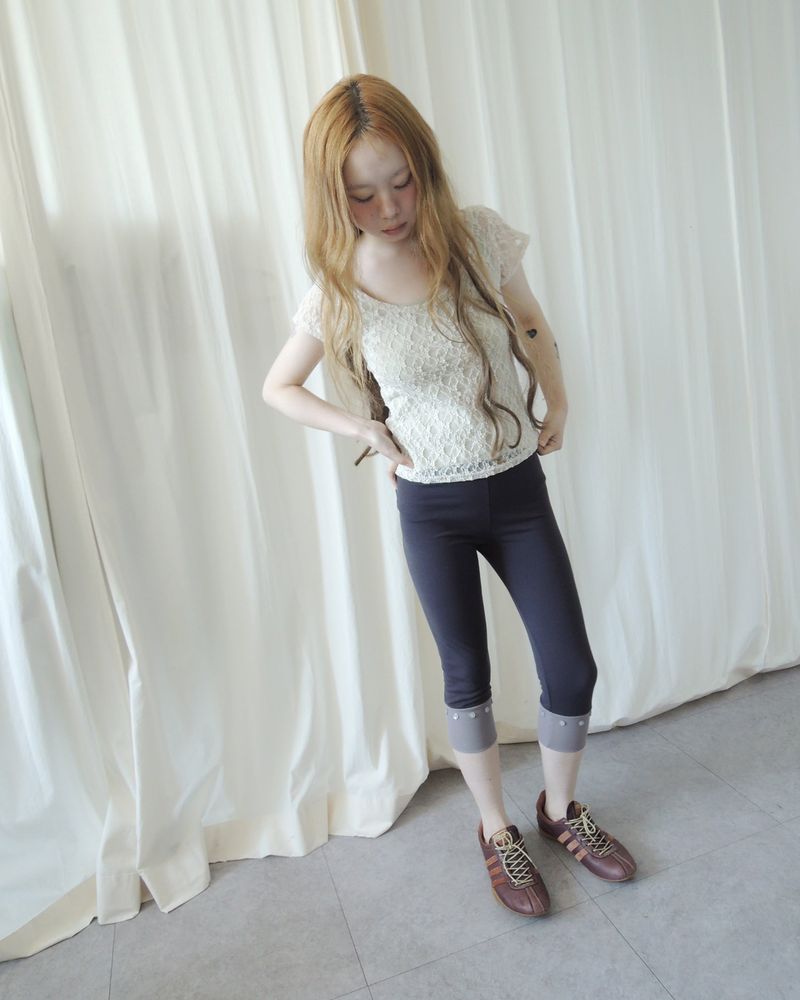 BUTTON CONTRAST LAYERED LEGGINGS