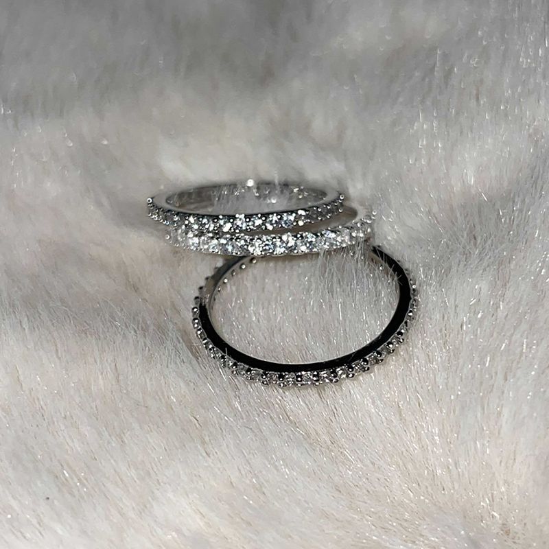 [S925] 2MM Prong Setting Tennis Ring (white silver)