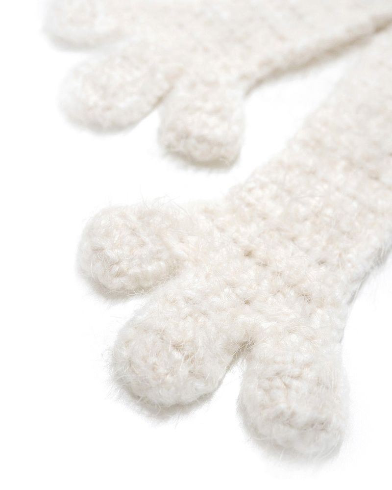 Hand Earflap Beanie - cream
