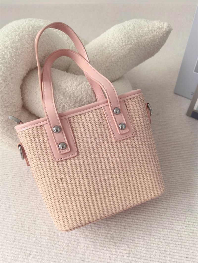 Vacation Straw Rattan Beach Holiday Bucket Bag