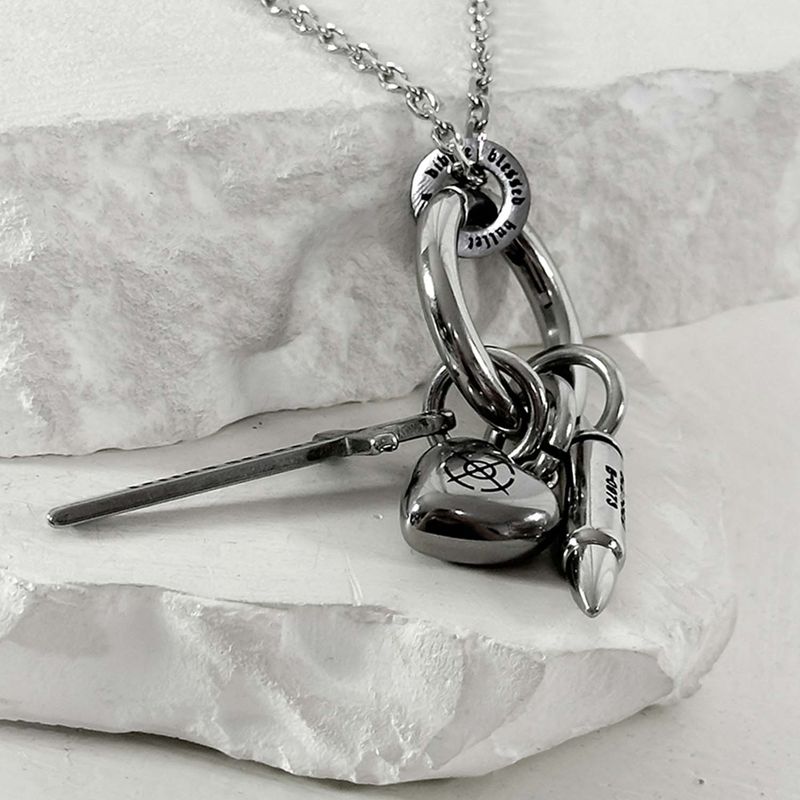ss-Multi P circle keyring necklace_silver