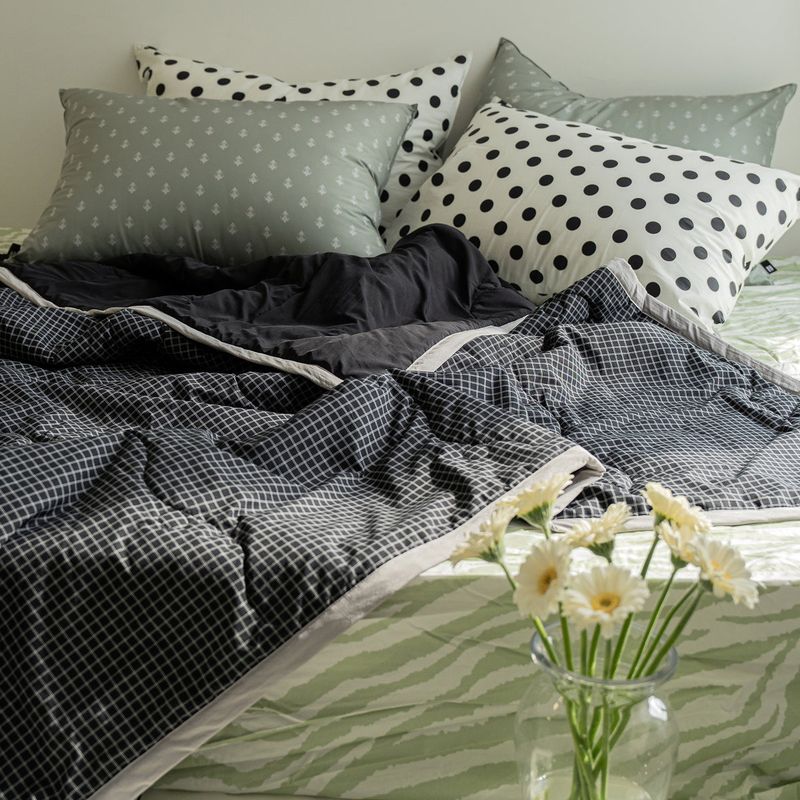 Borderline Pattern Reversible Summer Comforter - Black Double Check - Q size