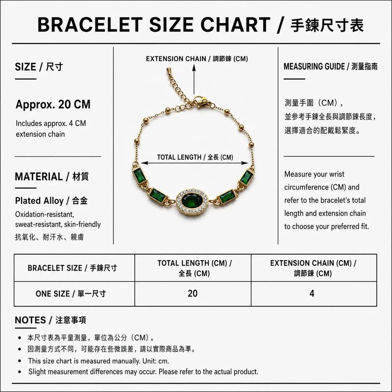 Green Gem Chain Bracelet