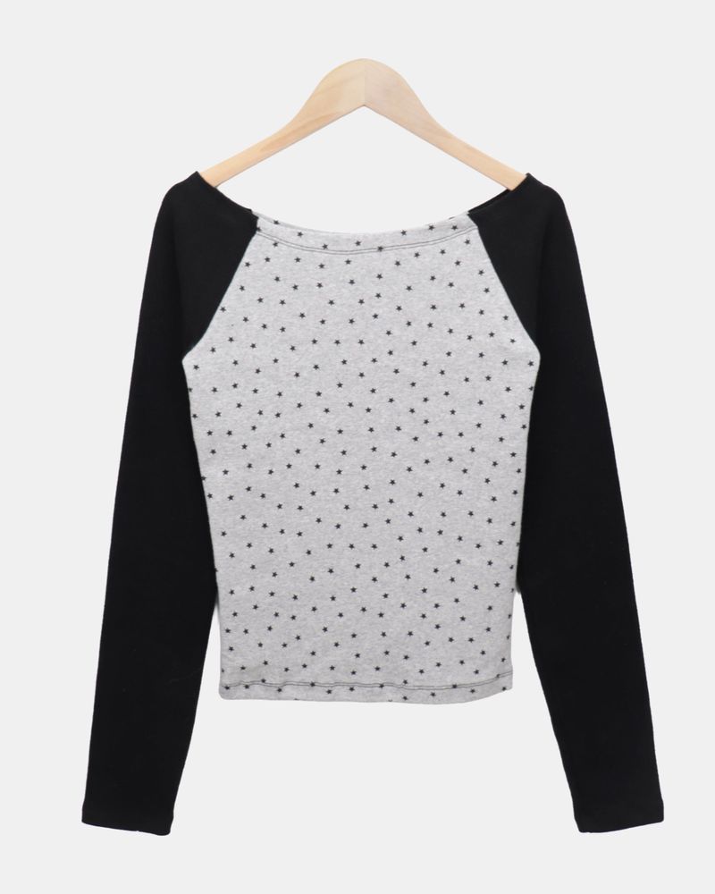 Keon Off-Shoulder Peach Fleece Star T-Shirt