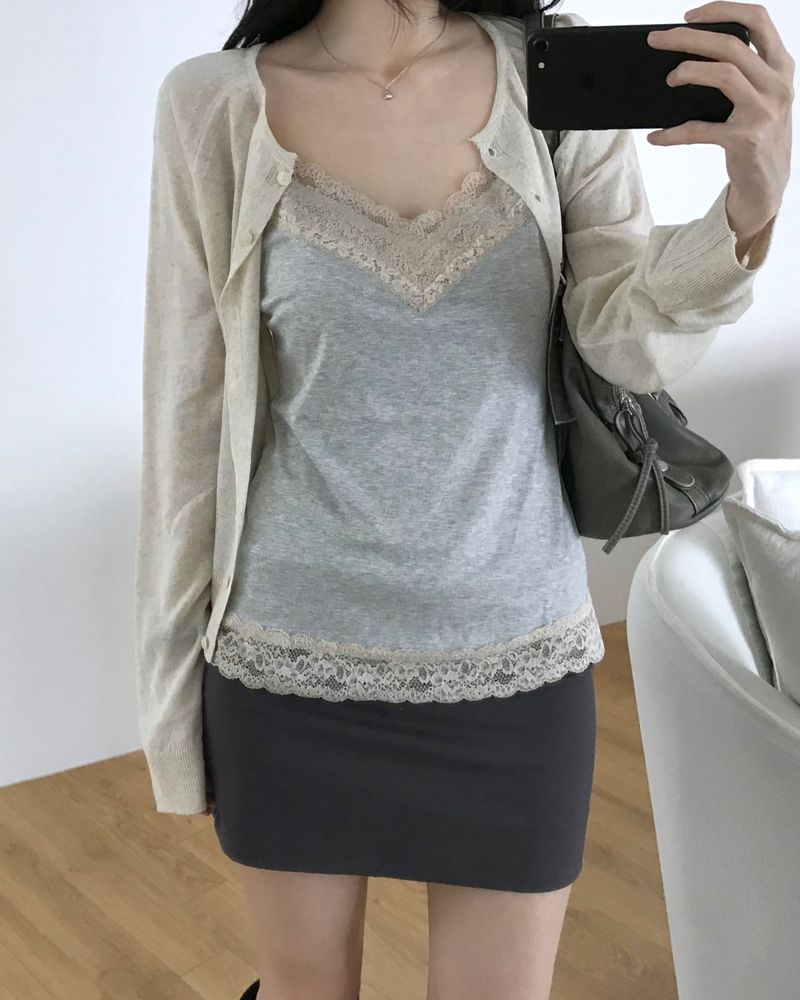 Slash linen round cardigan (4 colors)