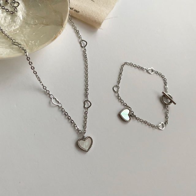 hhr Heart chain mother-of-pearl necklace