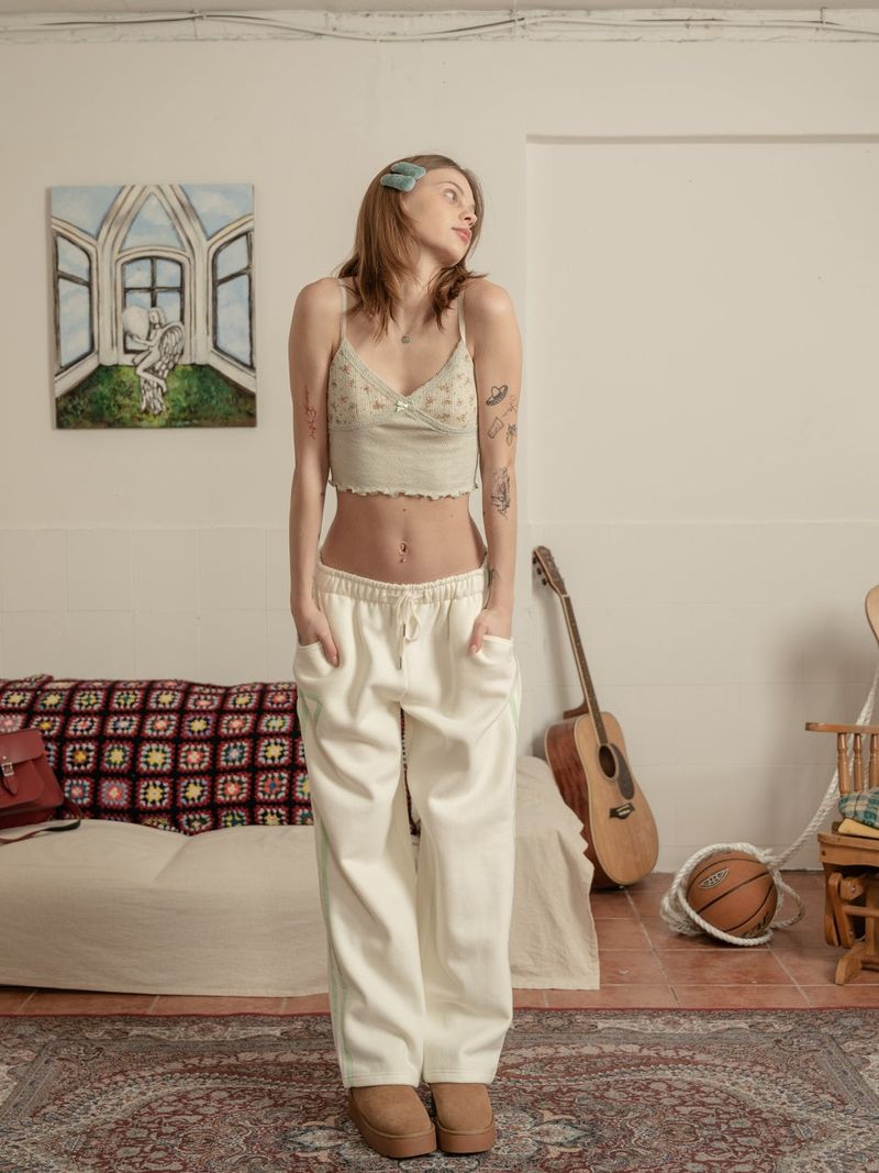 [FW ver] SWEET RIBBON SWEAT PANTS - CREAM/MINT