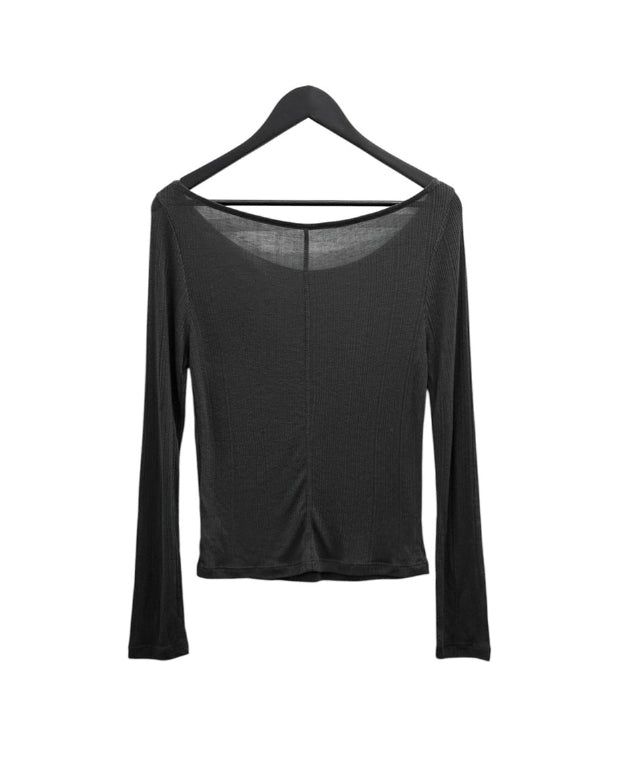 Renne See-through Boat Neck Long Sleeve Tee