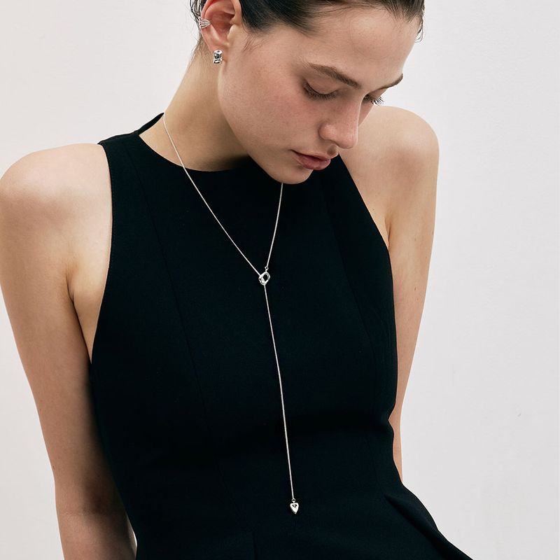 Y drop heart necklace