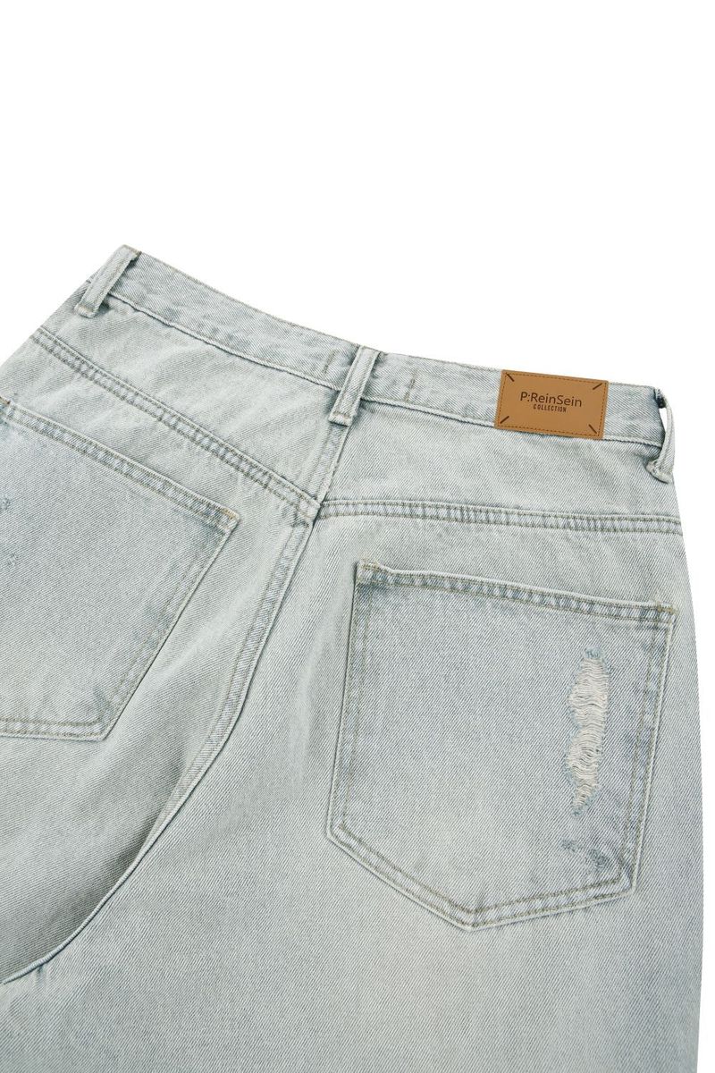 Vintage damaged wide light denim pants
