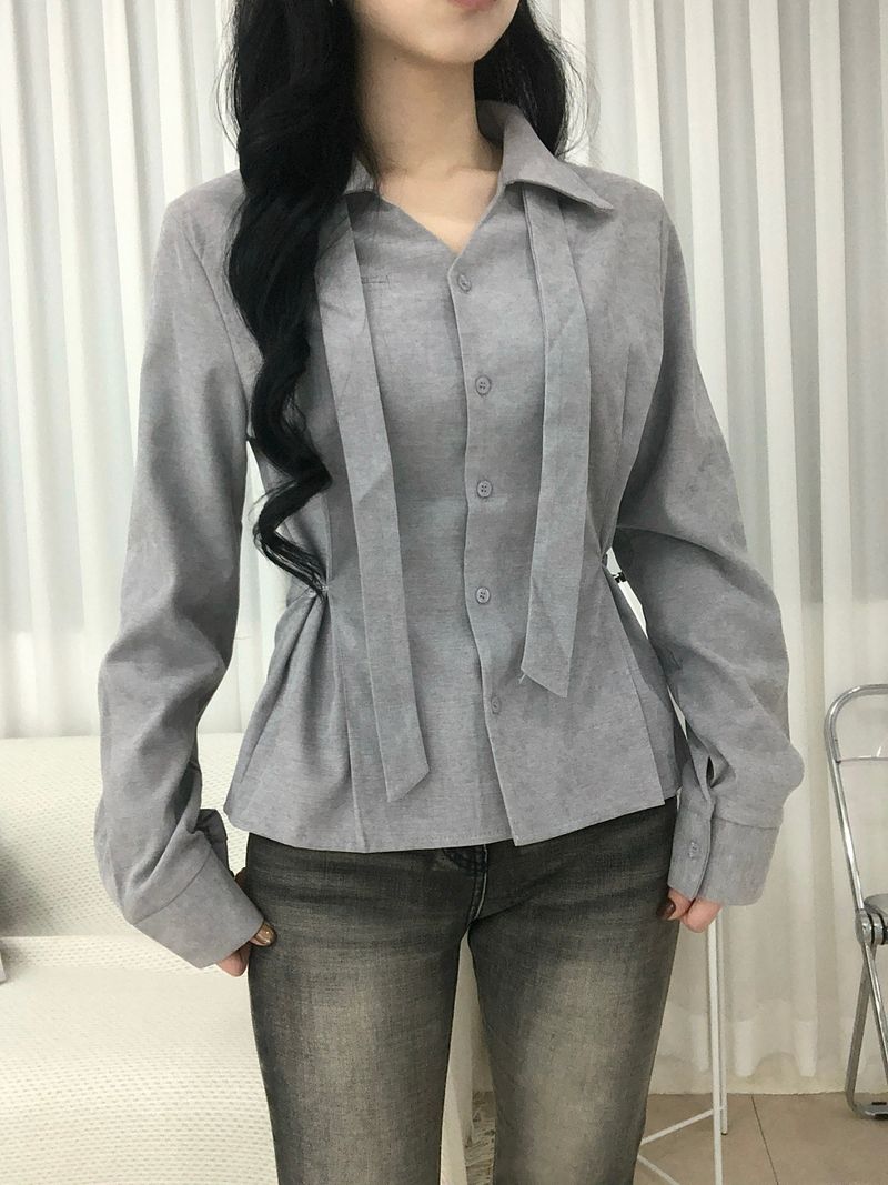 Dual Tie Pintuck Line Shirt
