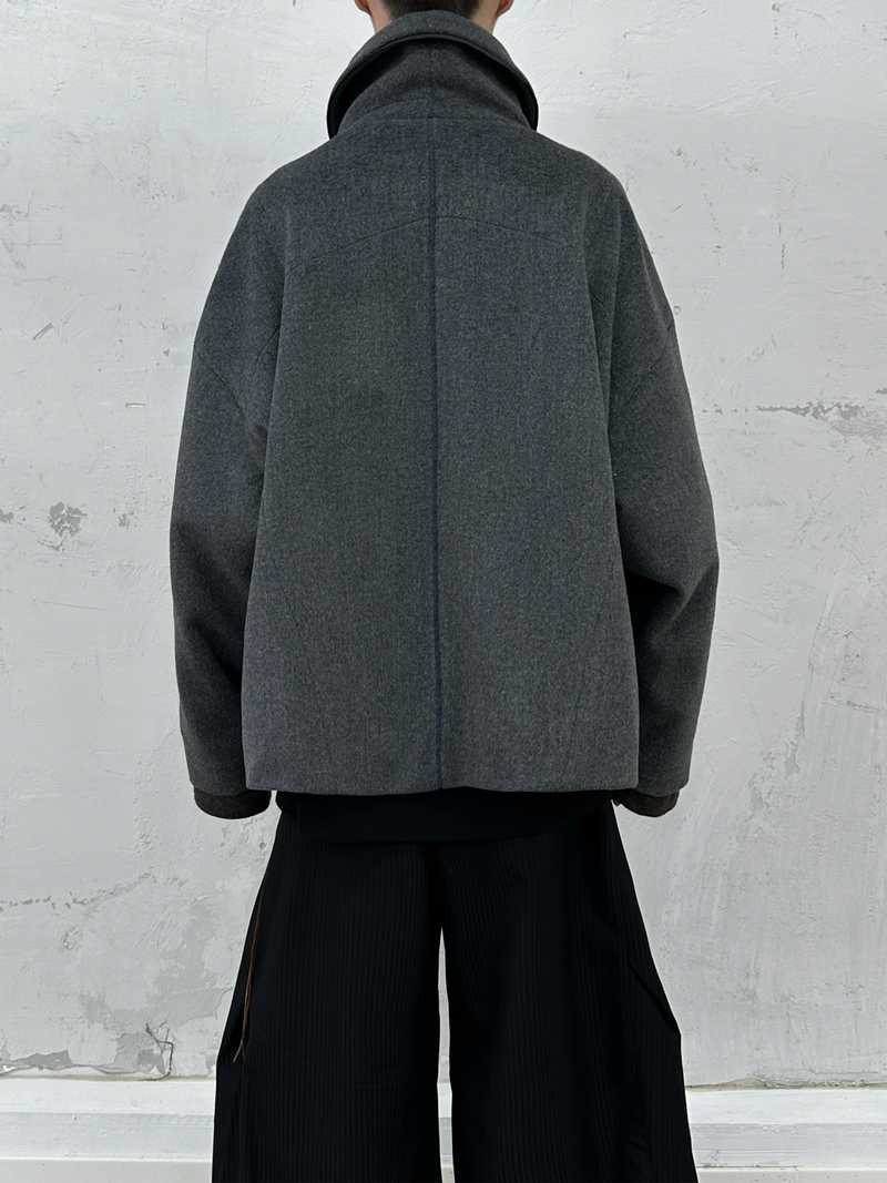 RELABEL (EVENT) Wool Coastline Revamped Patchwork Deconstructed Lapel-Enhanced Coat Jacket