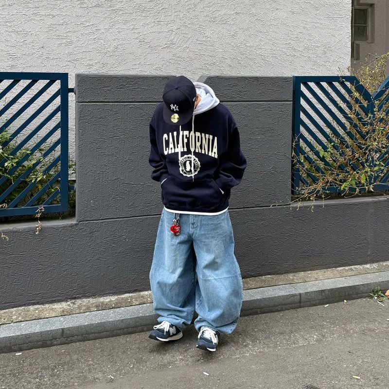 Real balloon washed denim pants