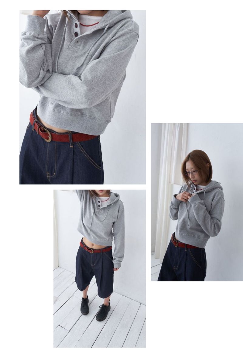 [made] Basic semi crop Hoodie